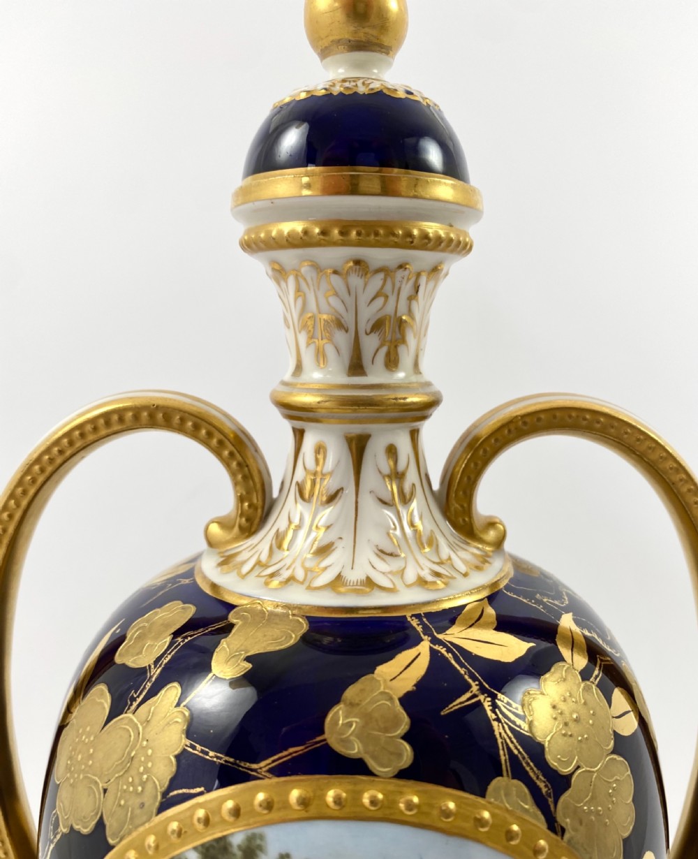 Pair Davenport porcelain vases & covers, c. 1875. View IX