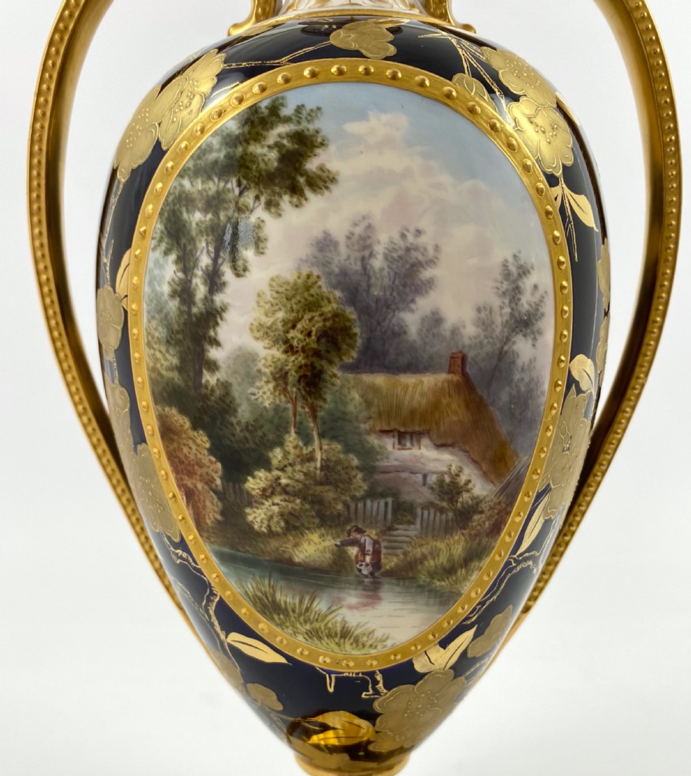 Pair Davenport porcelain vases & covers, c. 1875. View X