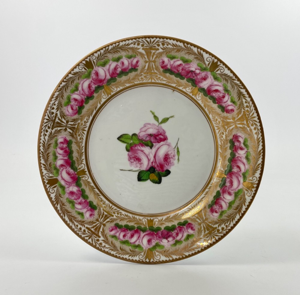 Swansea porcelain plate. Roses. London decorated, c. 1815.