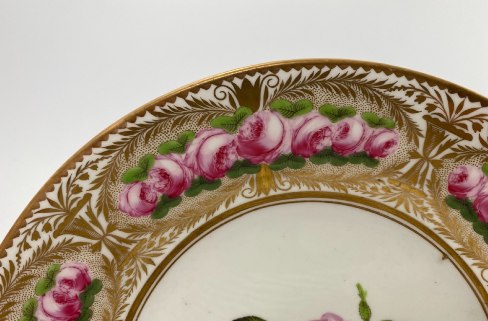Swansea porcelain plate. Roses. London decorated, c. 1815. View II
