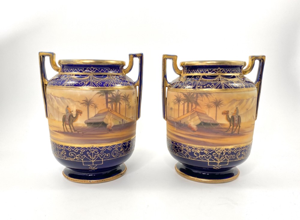 Pair large Noritake ‘Camels’ vases, c. 1925. 