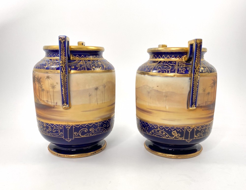Pair large Noritake ‘Camels’ vases, c. 1925.  View II