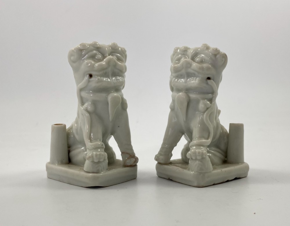 Pair blanc de chine Dogs of Fo, c. 1700. Kangxi Period.