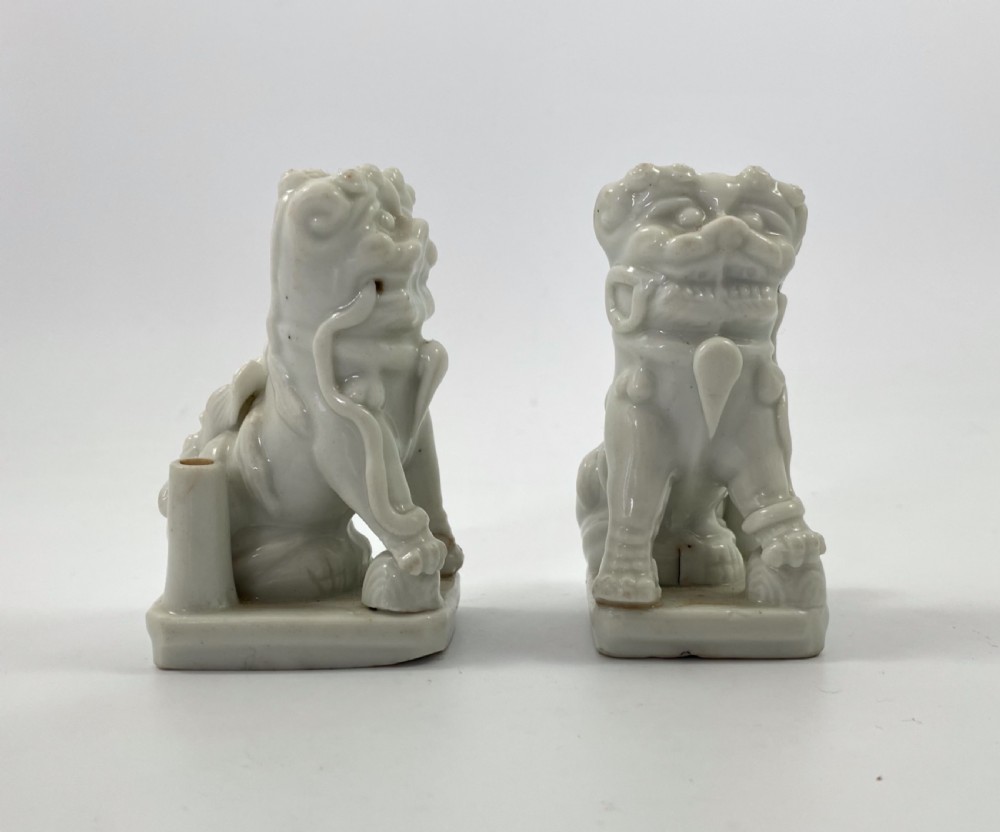 Pair blanc de chine Dogs of Fo, c. 1700. Kangxi Period. View XIV
