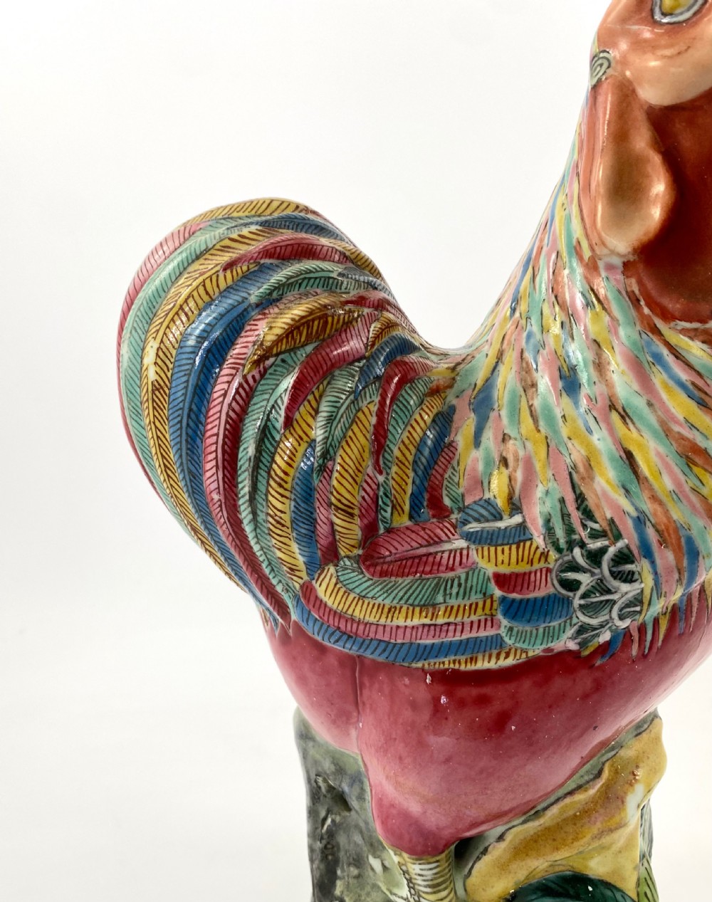Pair Chinese porcelain cockerels, c. 1900. Qing Dynasty View VI