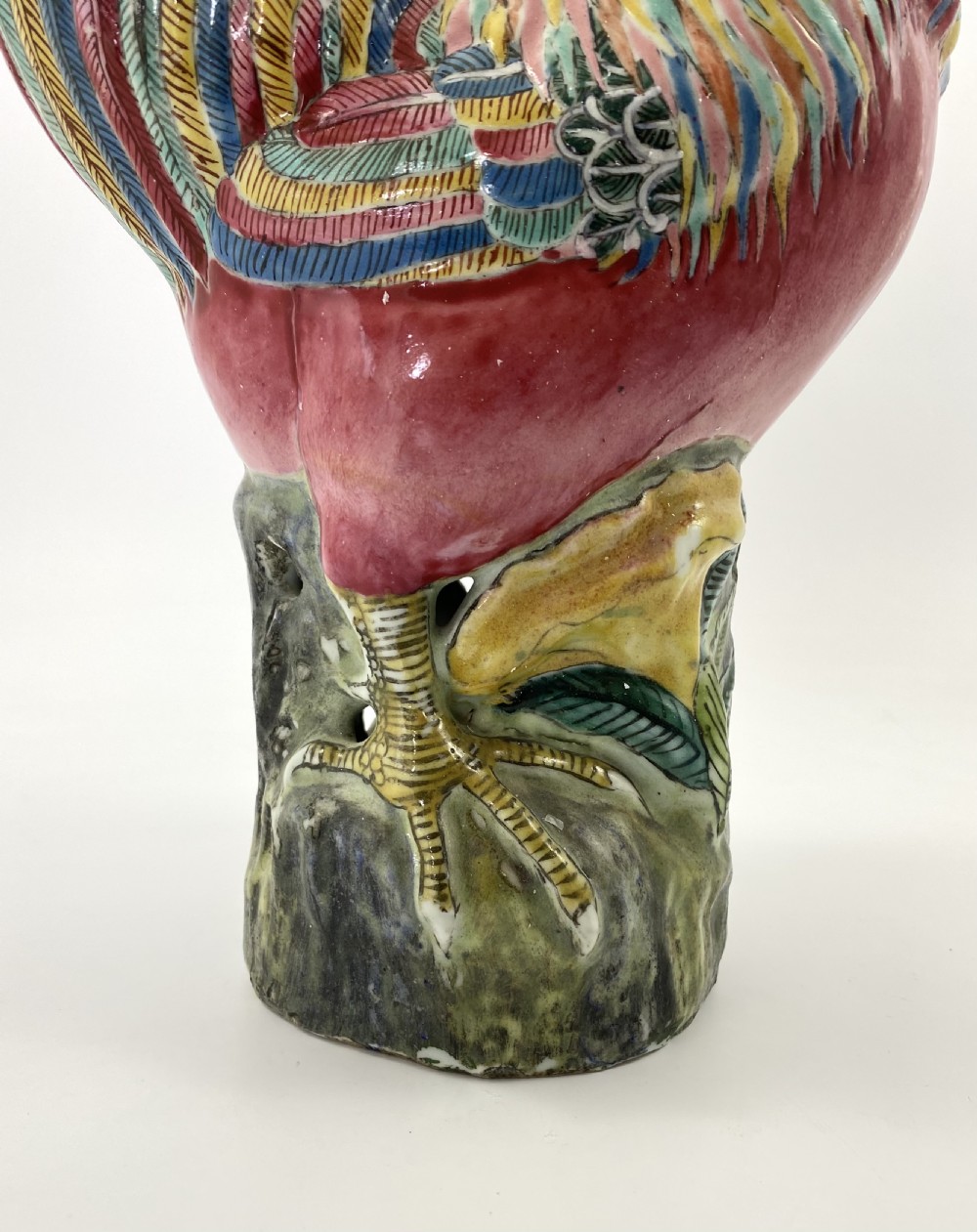 Pair Chinese porcelain cockerels, c. 1900. Qing Dynasty View VII