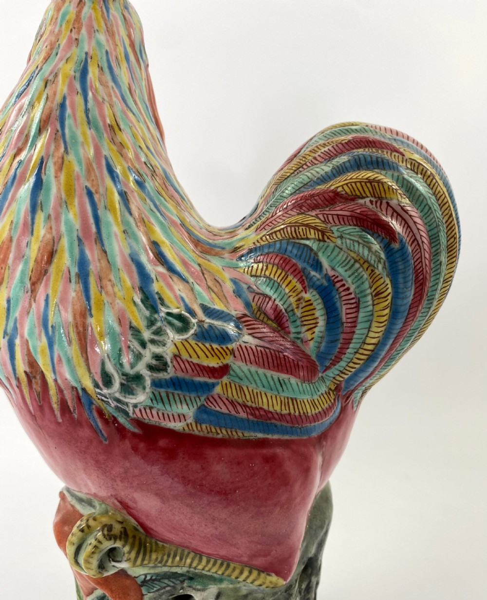 Pair Chinese porcelain cockerels, c. 1900. Qing Dynasty View XIII