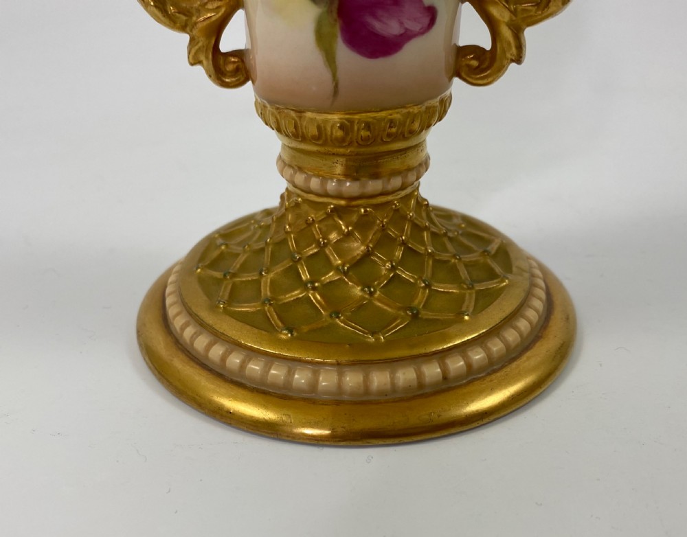 Royal Worcester pair of vases. Roses. dated 1915. View IV