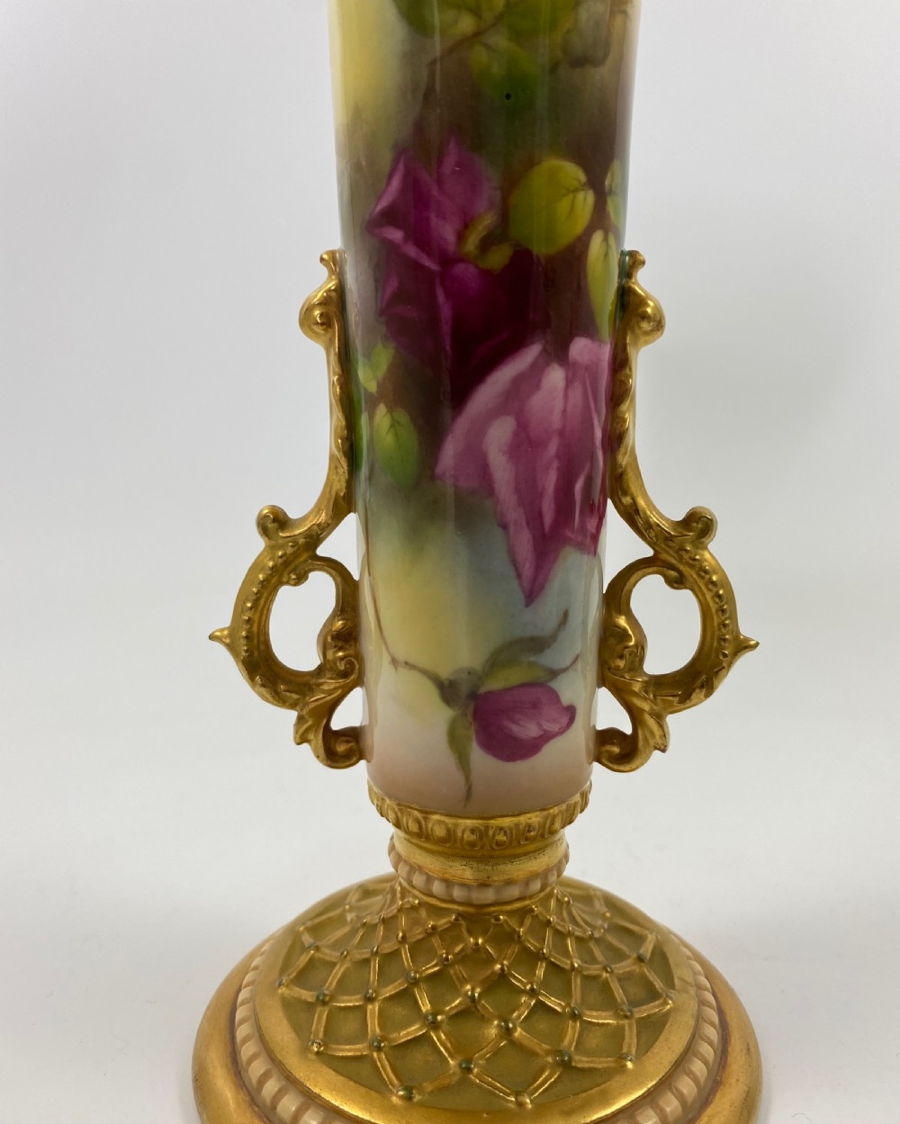 Royal Worcester pair of vases. Roses. dated 1915. View V