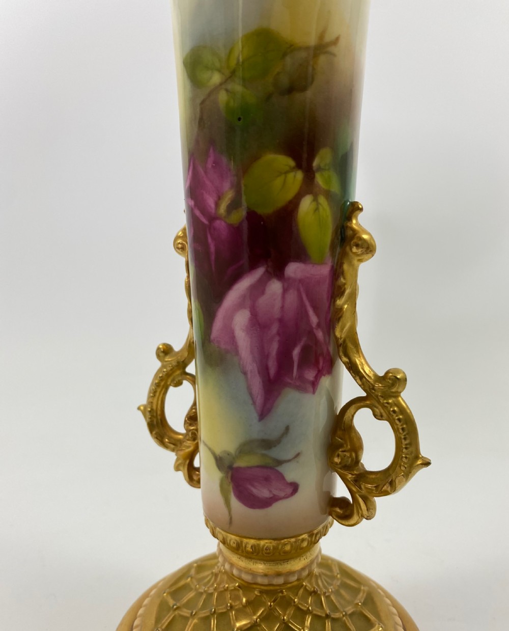 Royal Worcester pair of vases. Roses. dated 1915. View VII
