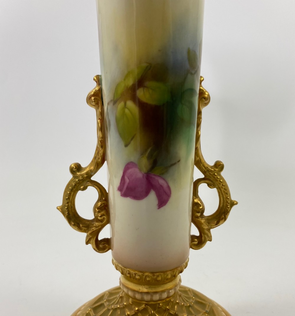 Royal Worcester pair of vases. Roses. dated 1915. View VIII