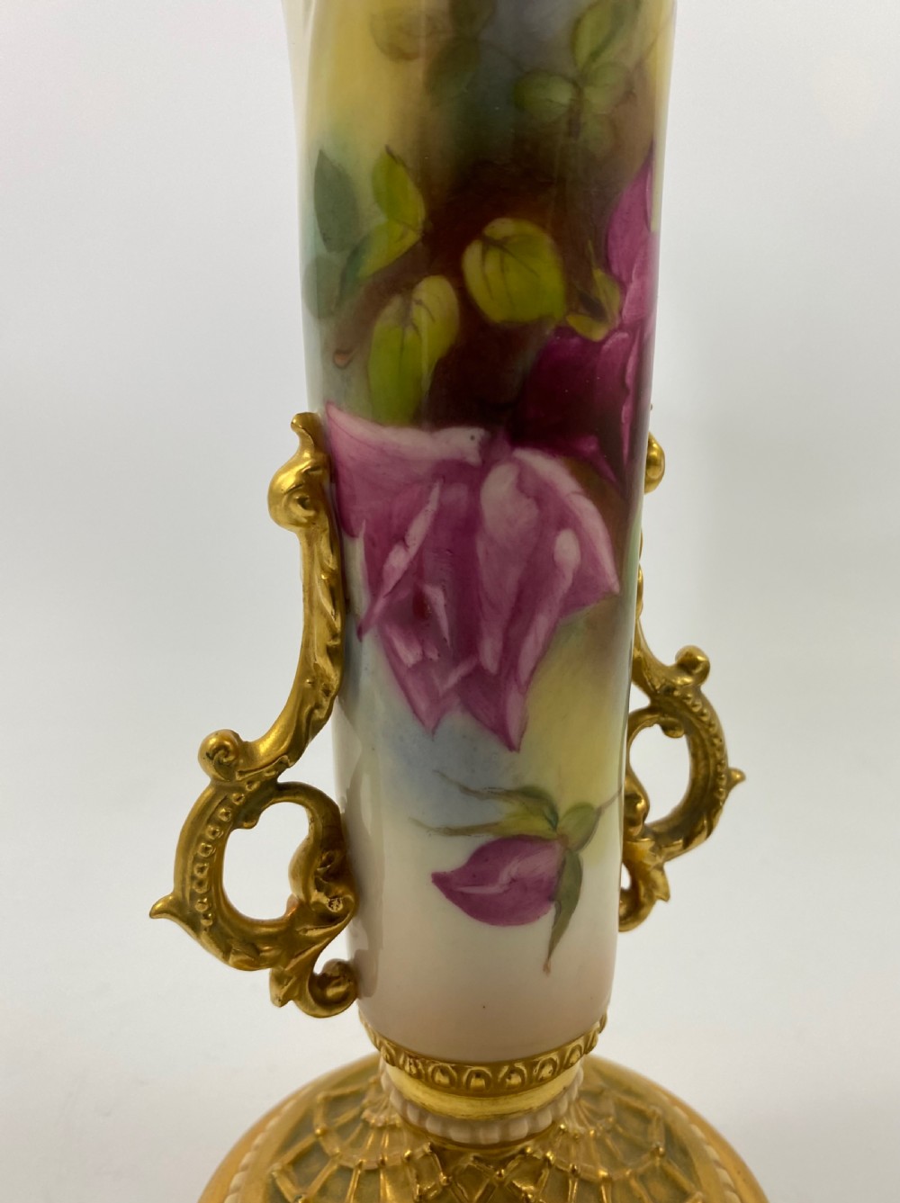 Royal Worcester pair of vases. Roses. dated 1915. View X