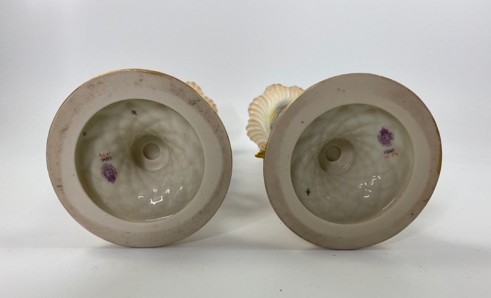 Royal Worcester pair of vases. Roses. dated 1915. View XII