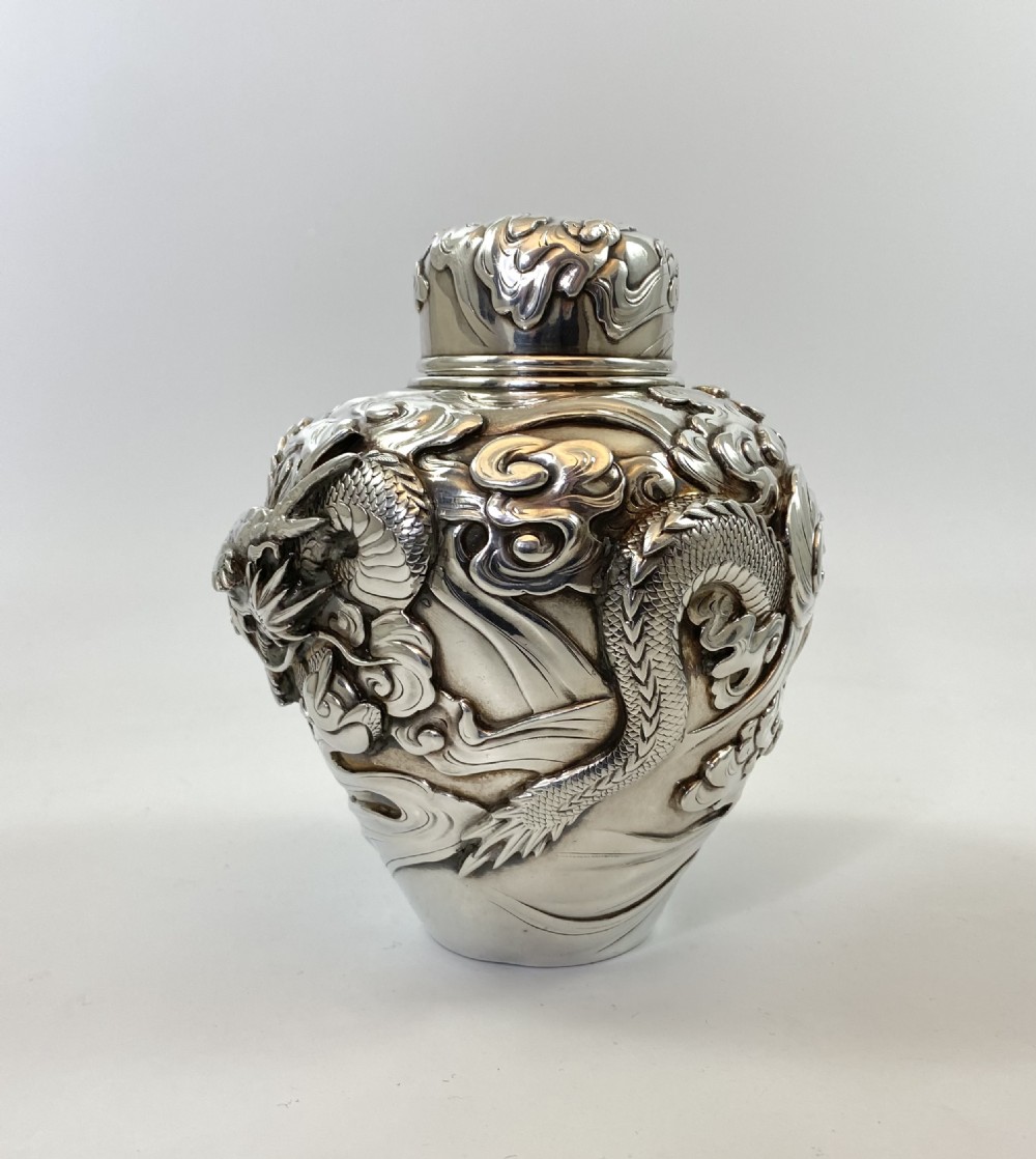 Japanese silver tea caddy ‘natsume’, Meiji Period. View II