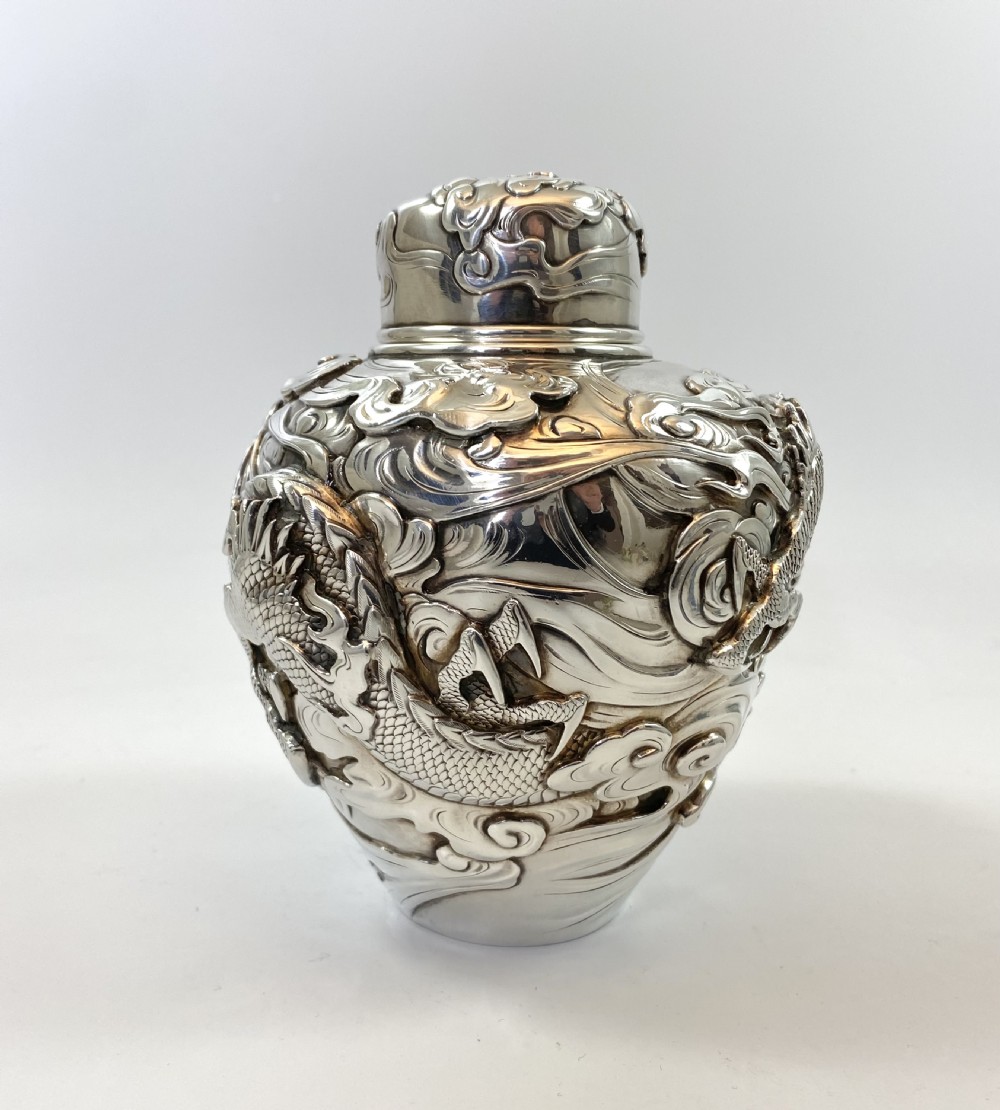 Japanese silver tea caddy ‘natsume’, Meiji Period. View VI