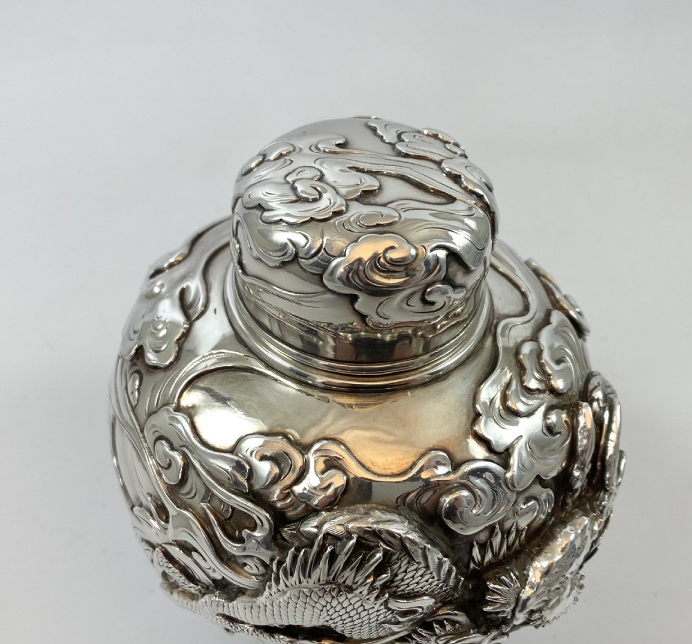 Japanese silver tea caddy ‘natsume’, Meiji Period. View XII