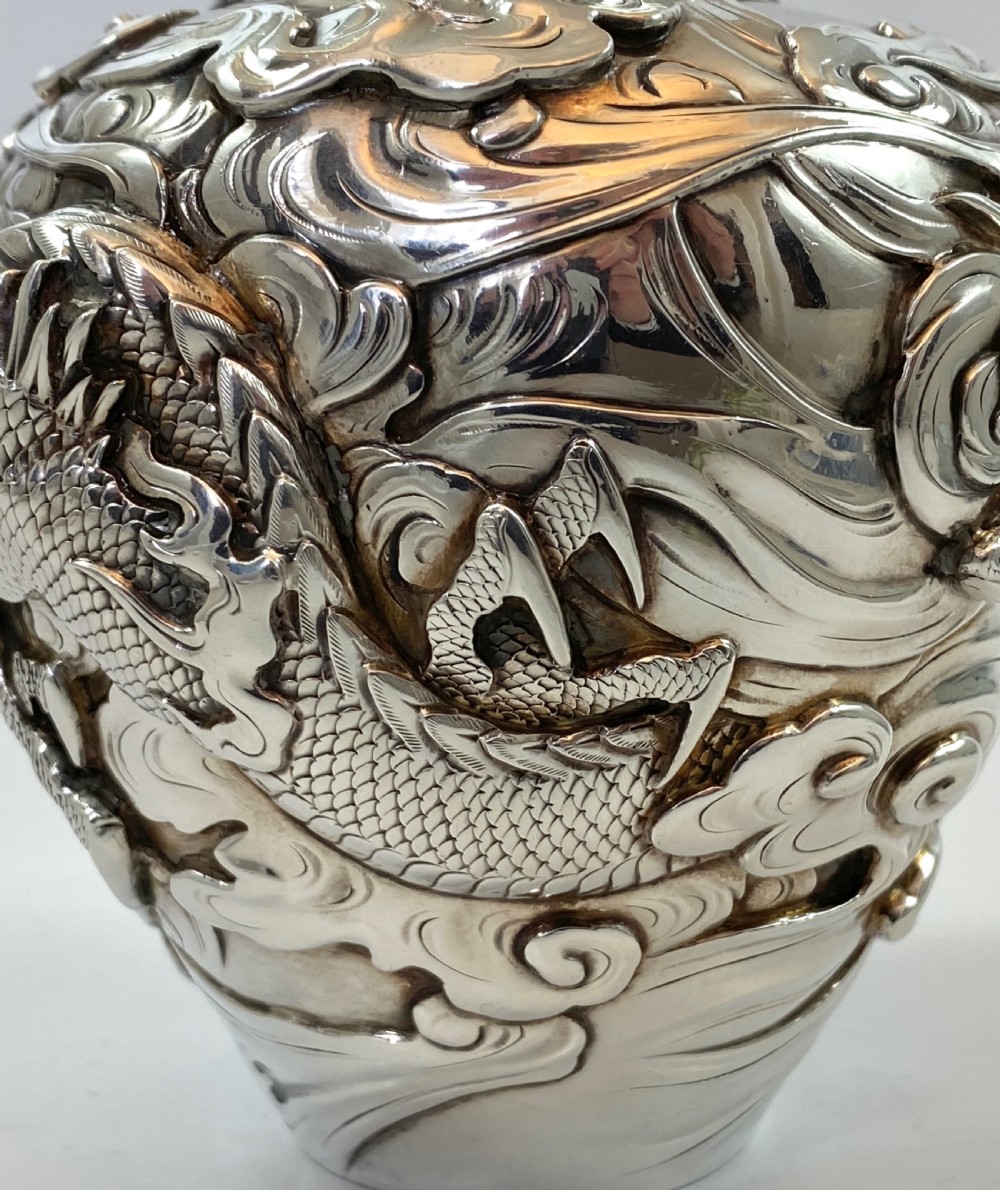 Japanese silver tea caddy ‘natsume’, Meiji Period. View XV