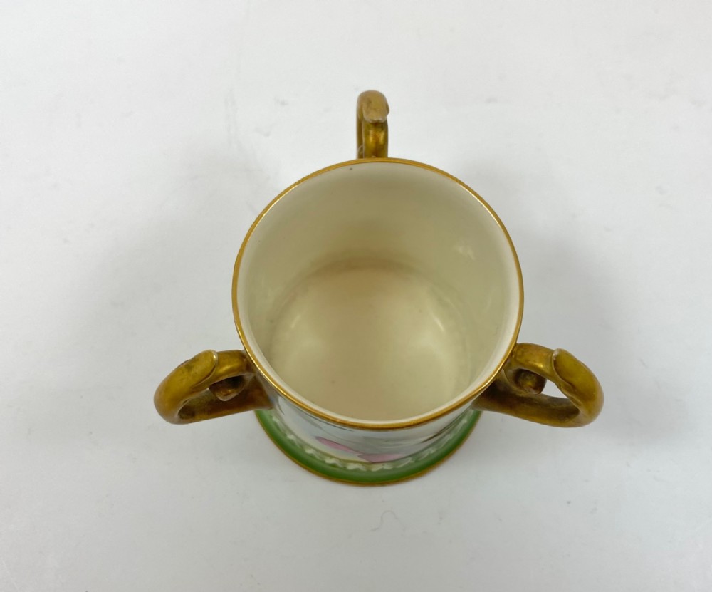 Royal Worcester porcelain miniature tyg, dated 1909. View III