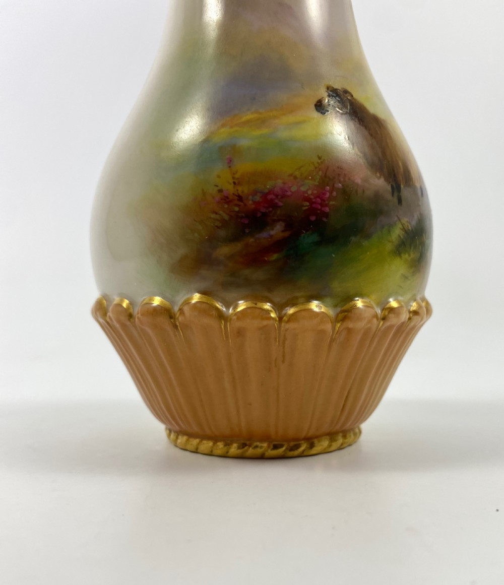 Royal Worcester porcelain vase. Sheep. Harry Davis, c. 1909. View X