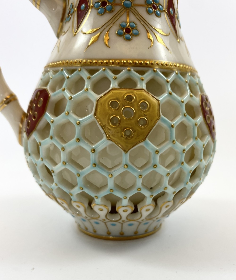 Royal Worcester ‘Reticulated’ jug, dated 1889. View II