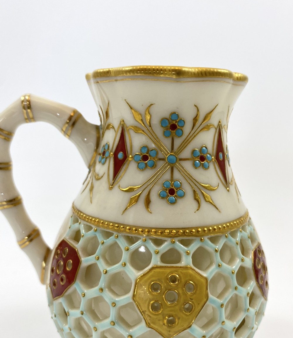 Royal Worcester ‘Reticulated’ jug, dated 1889. View III