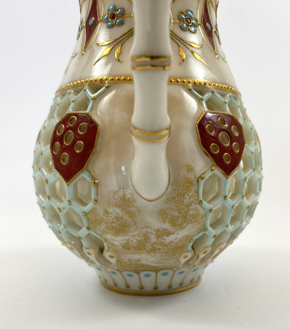 Royal Worcester ‘Reticulated’ jug, dated 1889. View V