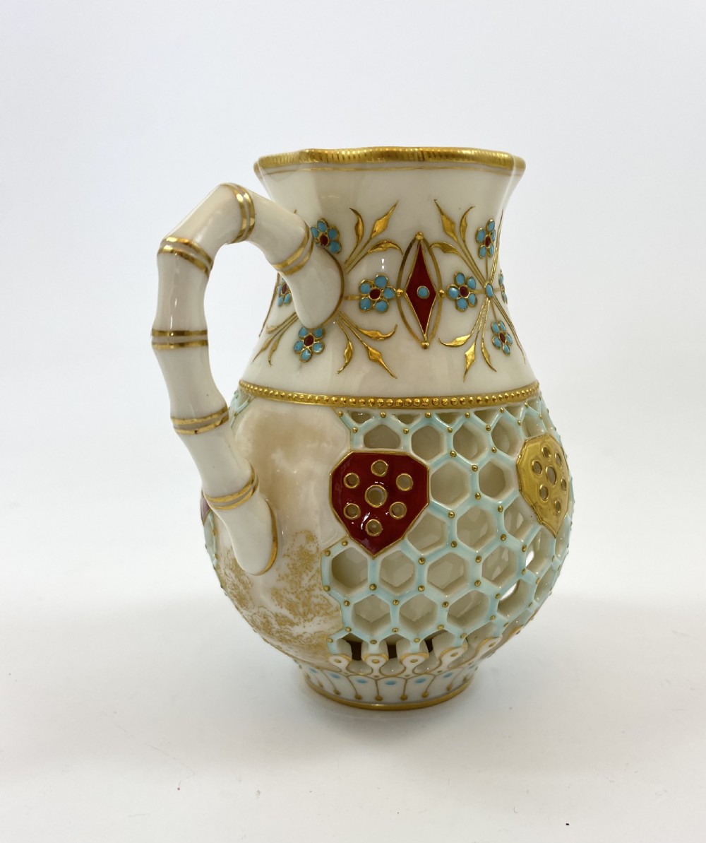 Royal Worcester ‘Reticulated’ jug, dated 1889. View VIII
