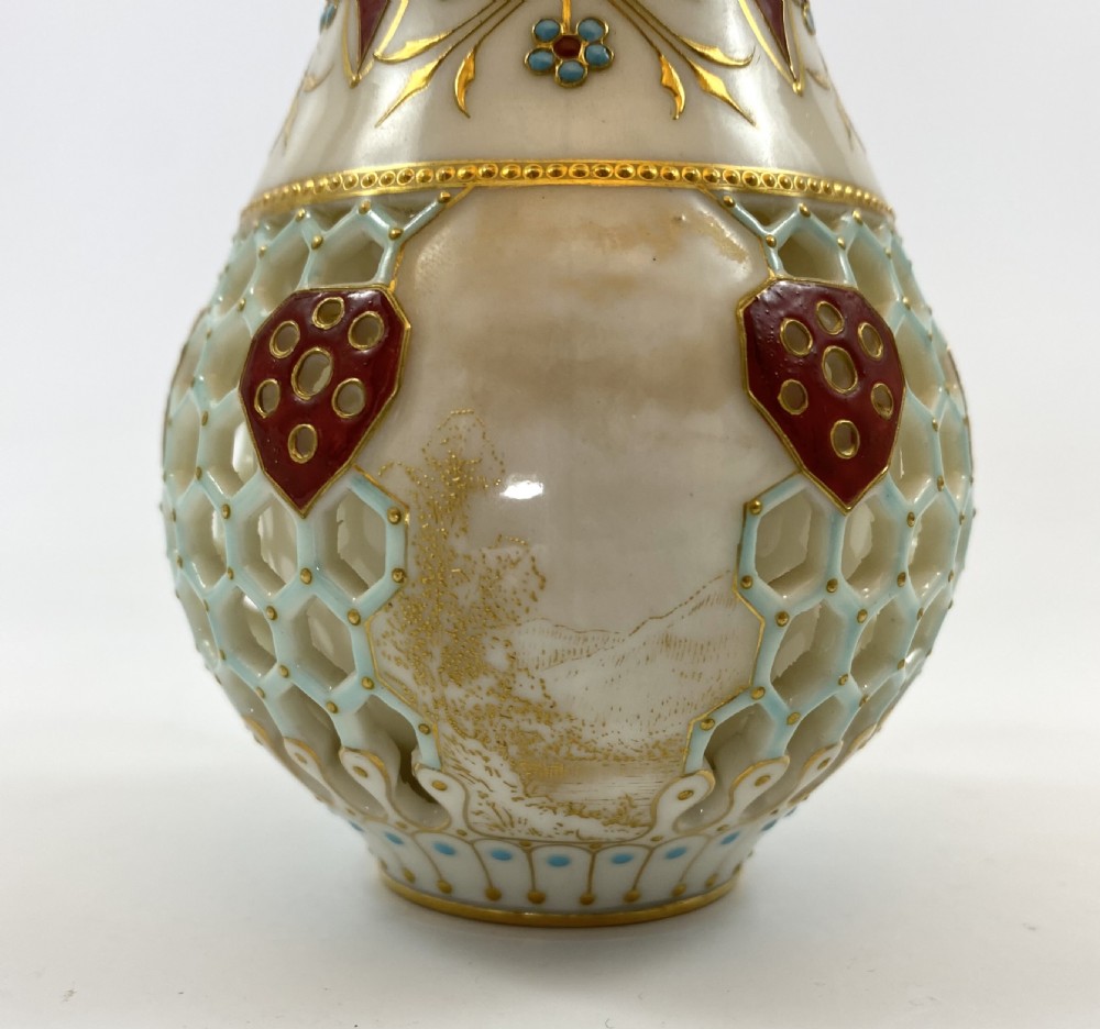 Royal Worcester ‘Reticulated’ jug, dated 1889. View XI