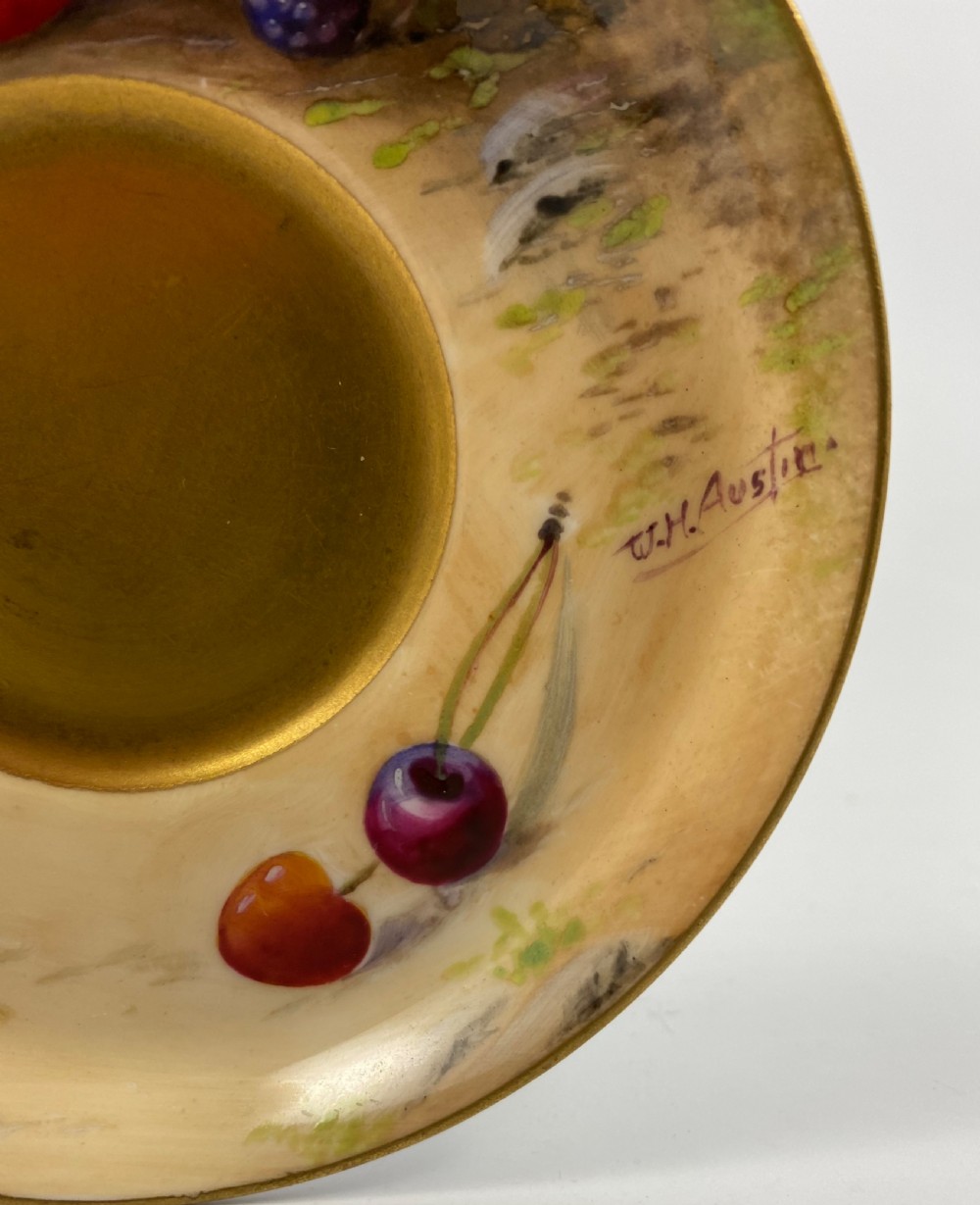Royal Worcester ‘Fruit’ coffee can and saucer, dated 1924. View III