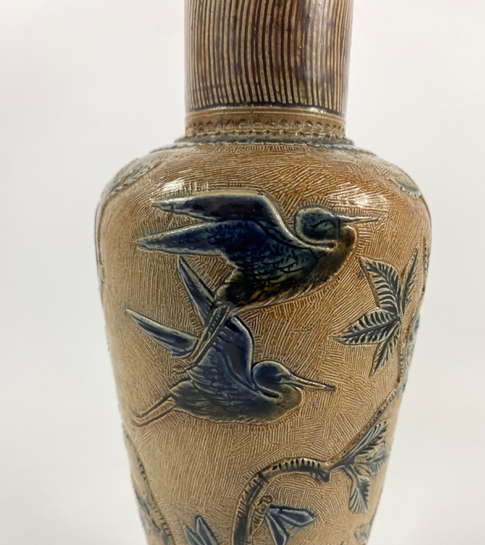 Martin Brothers stoneware Herons vase, dated 1874. View VII