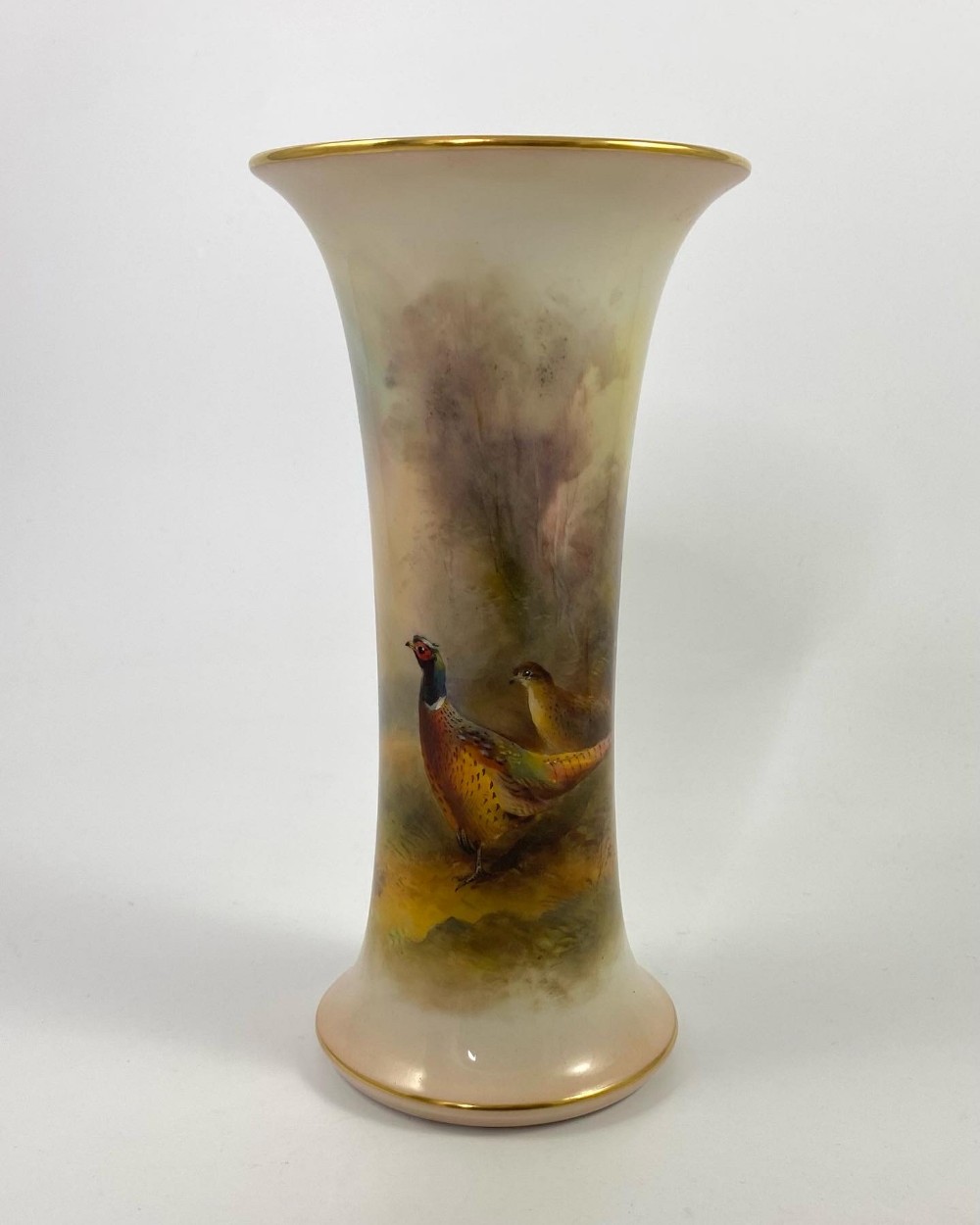 Royal Worcester vase. Pheasants. James Stinton, d. 1934.