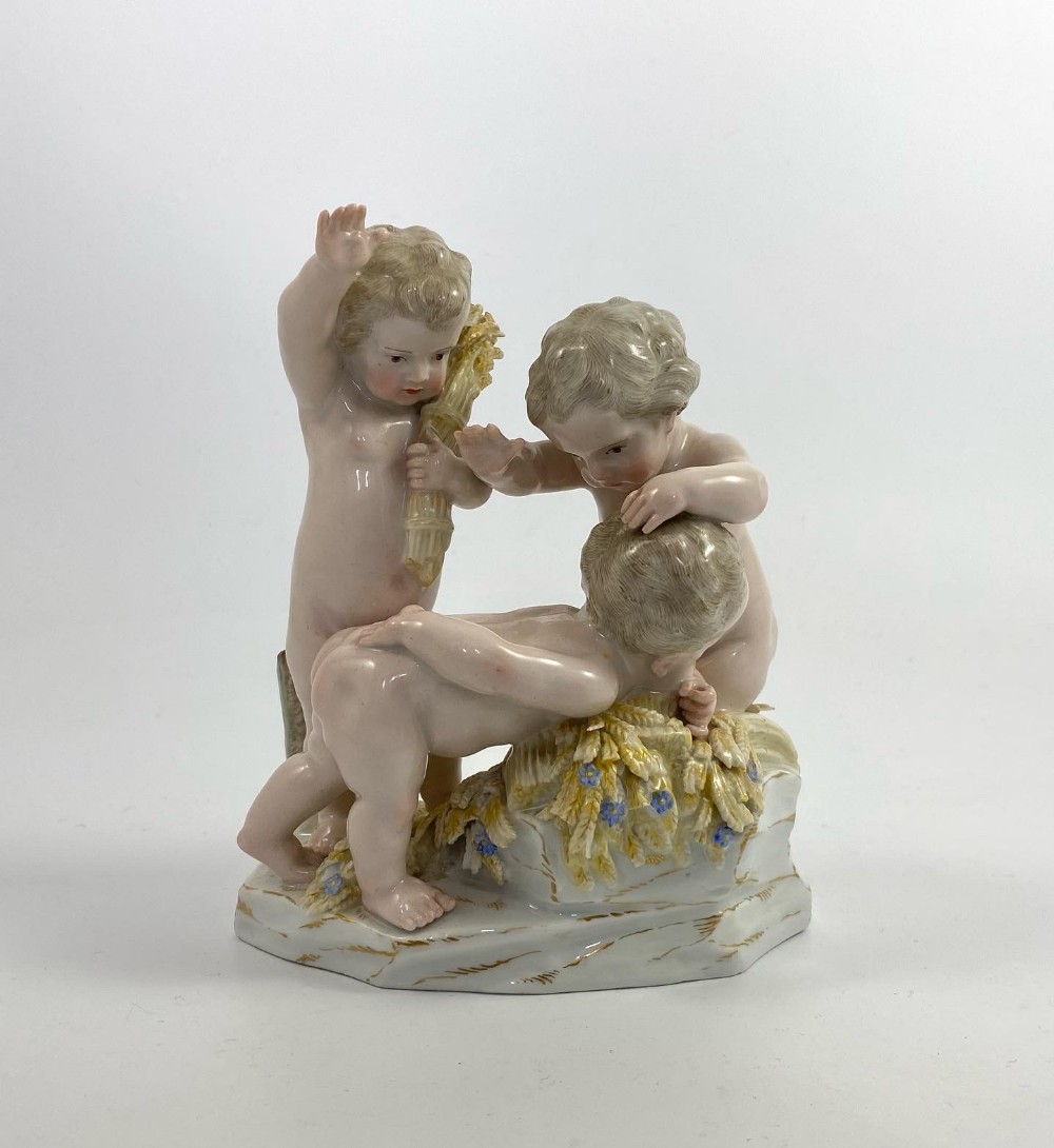 Meissen porcelain Cherubs group, c. 1870.