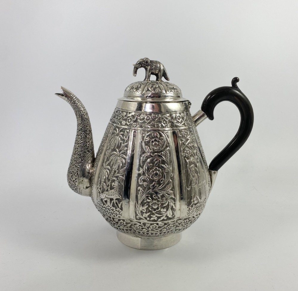 Indian silver three piece teaset, c. 1890. View II