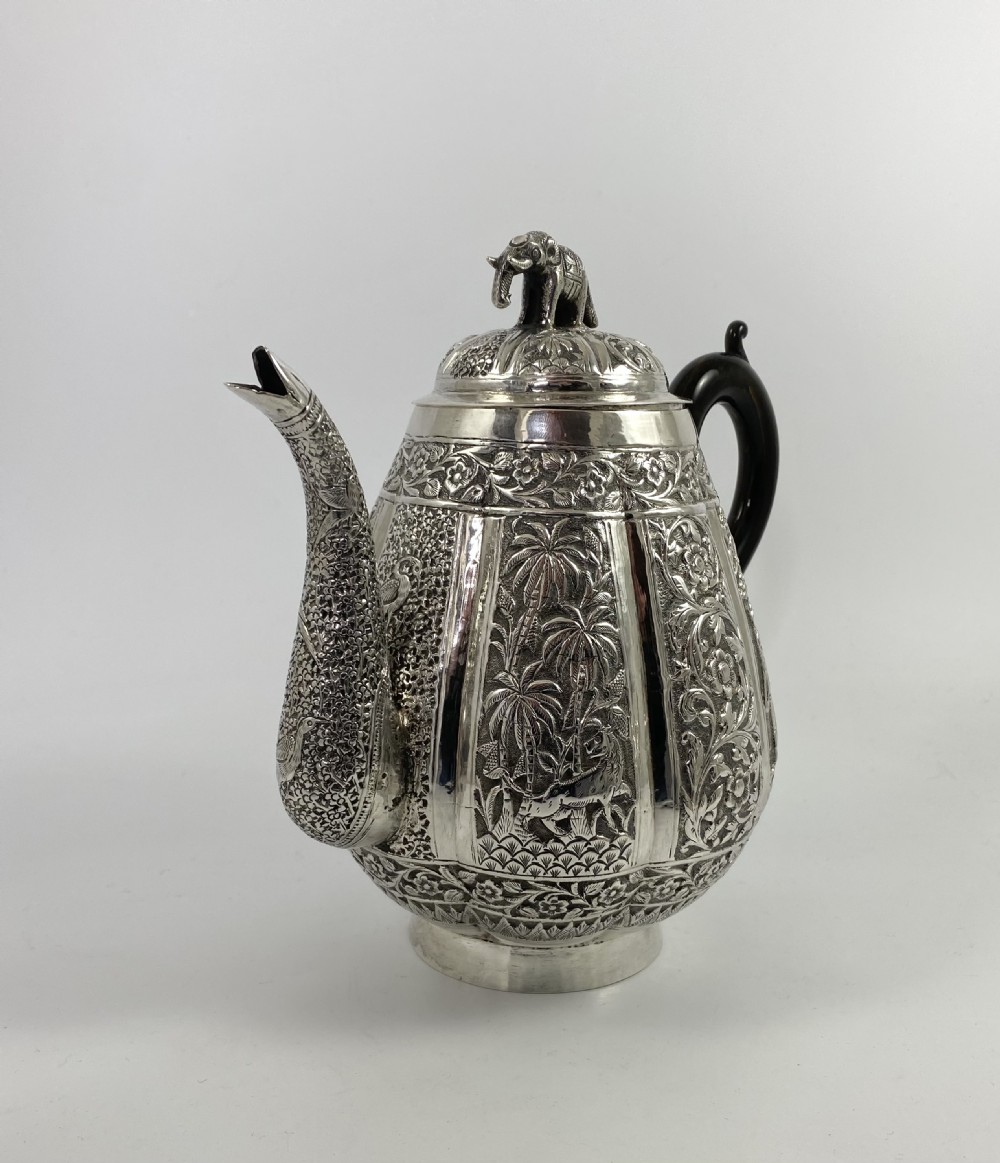 Indian silver three piece teaset, c. 1890. View III