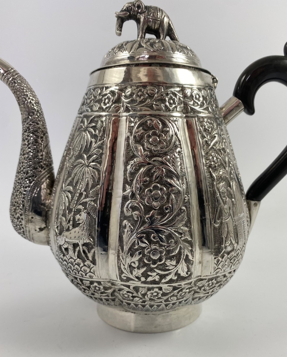 Indian silver three piece teaset, c. 1890. View IV