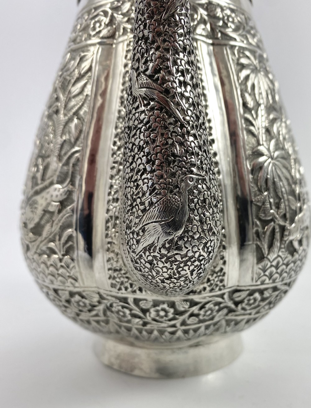 Indian silver three piece teaset, c. 1890. View VI