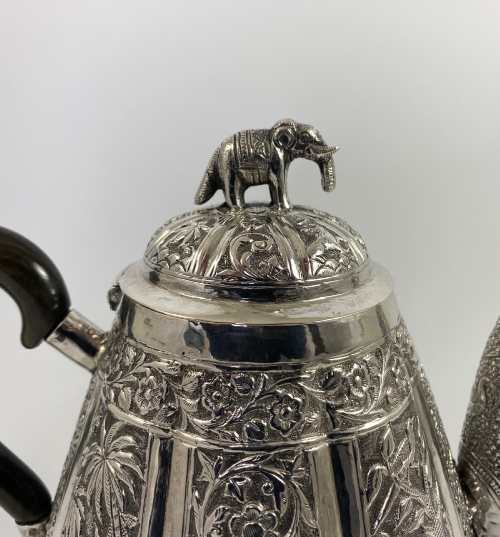 Indian silver three piece teaset, c. 1890. View VIII