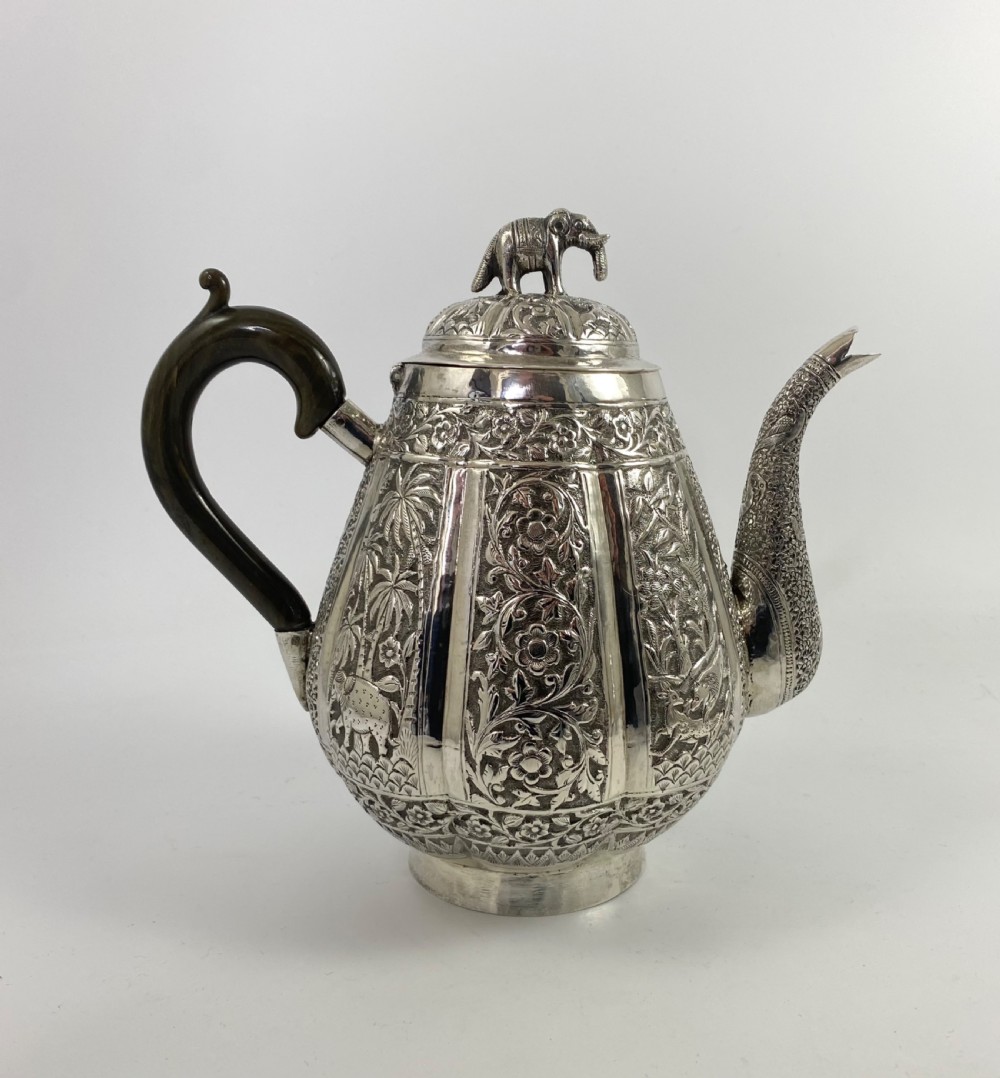 Indian silver three piece teaset, c. 1890. View IX