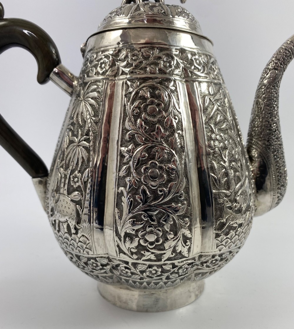 Indian silver three piece teaset, c. 1890. View X