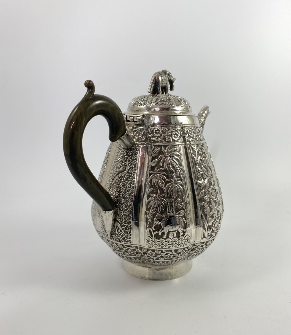 Indian silver three piece teaset, c. 1890. View XII