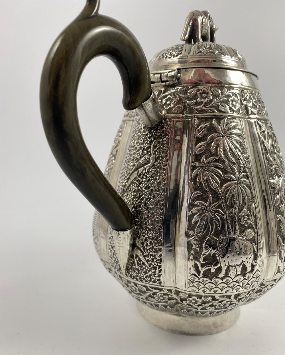 Indian silver three piece teaset, c. 1890. View XIII