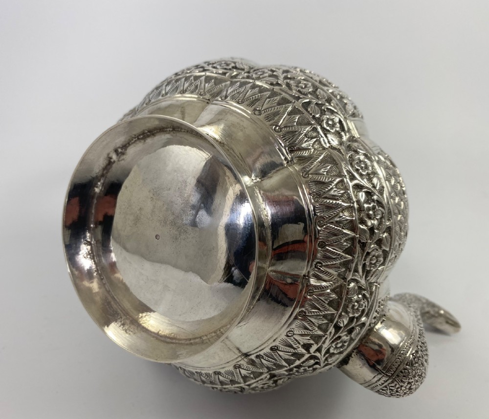 Indian silver three piece teaset, c. 1890. View XIV