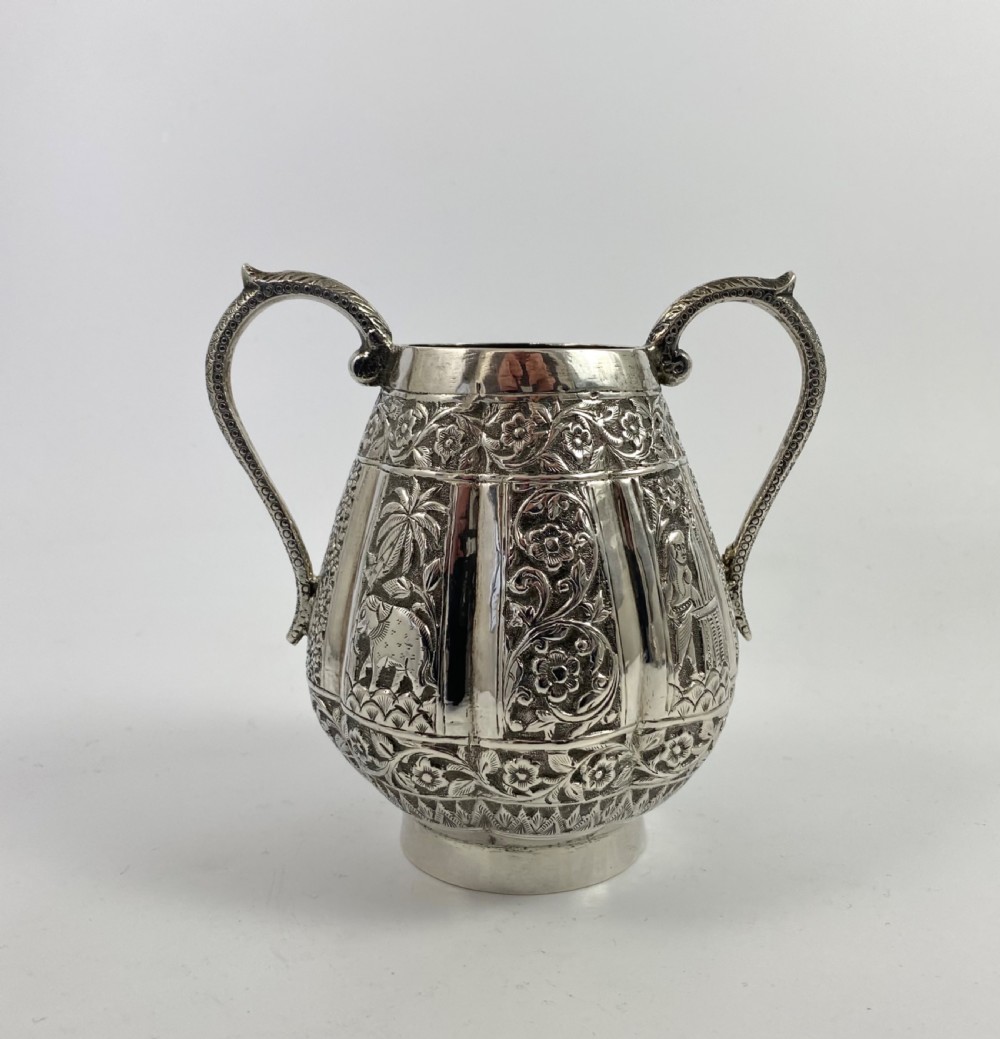 Indian silver three piece teaset, c. 1890. View XV