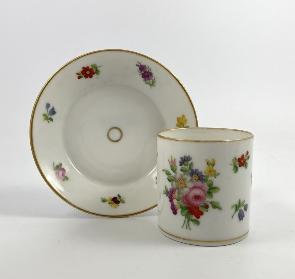 Paris porcelain coffee can & saucer, c. 1830.