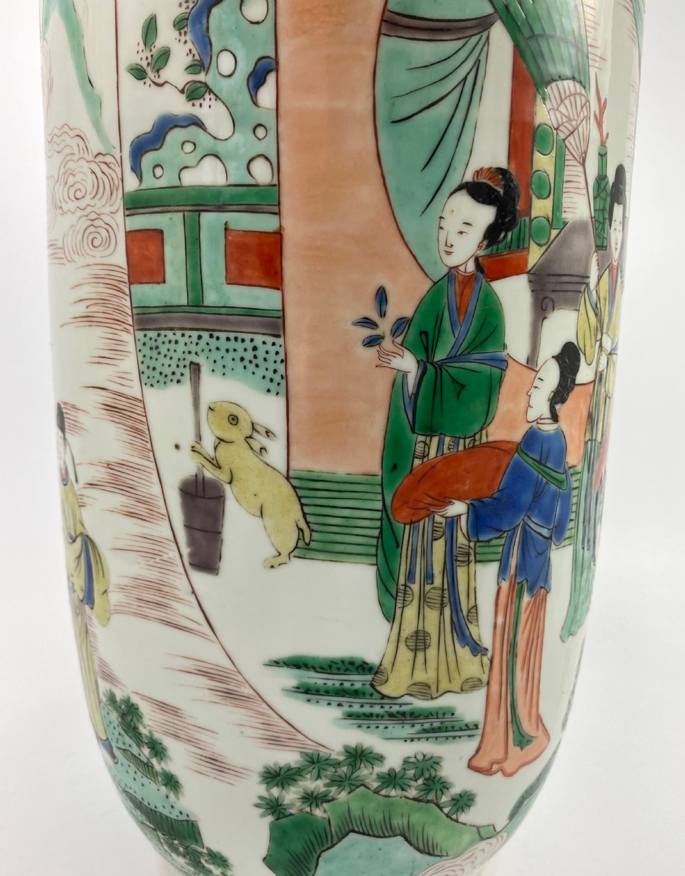 Chinese porcelain rouleau vase, 19th Century, Qing Dynasty. View IX