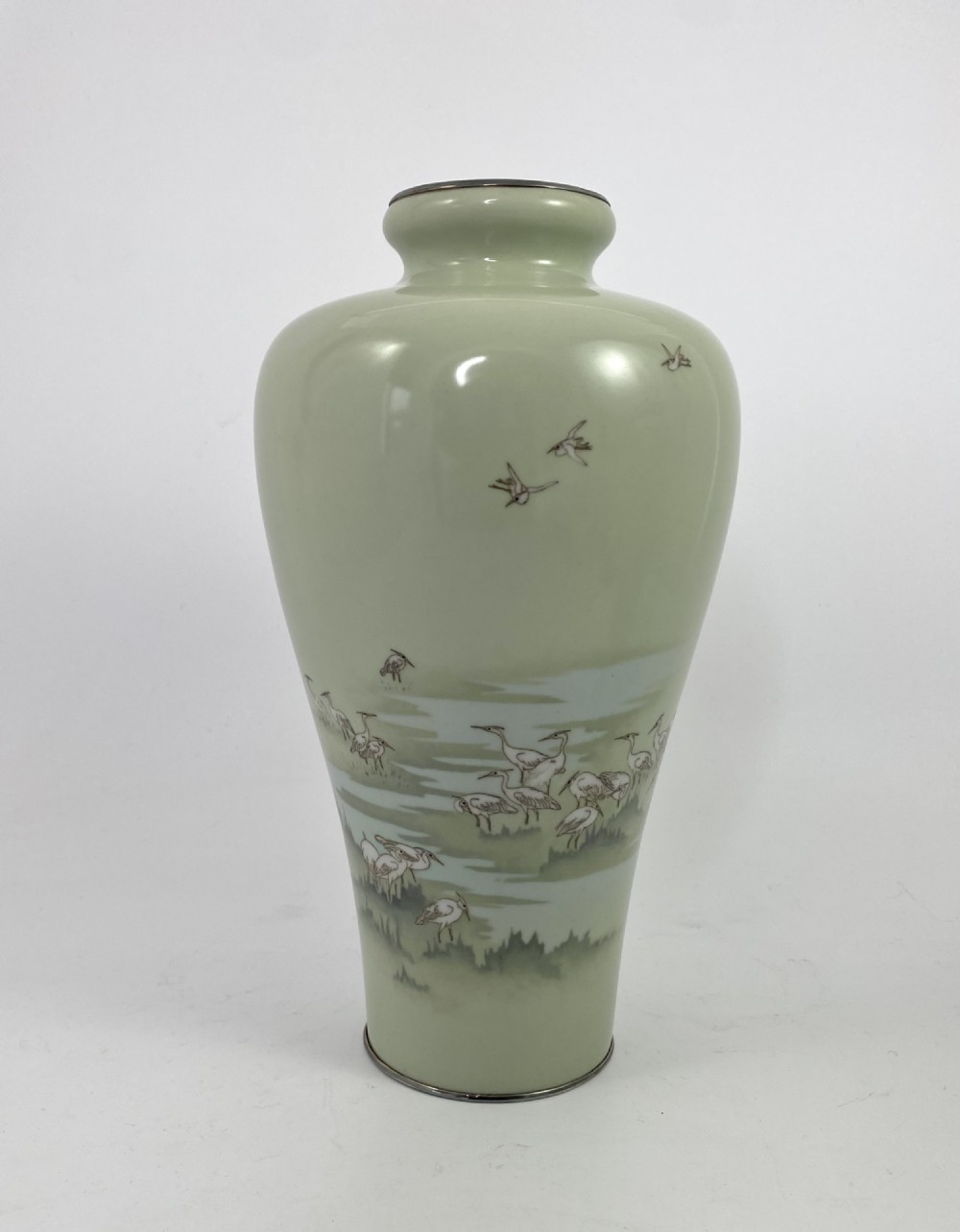 Pair Japanese cloisonné vases. Hayashi Kihyoe. Meiji Period. View V