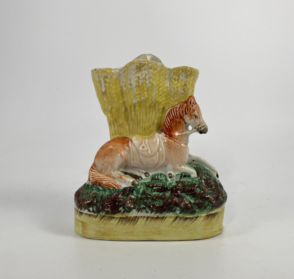 Rare Staffordshire pottery horse spill vase, c. 1860.