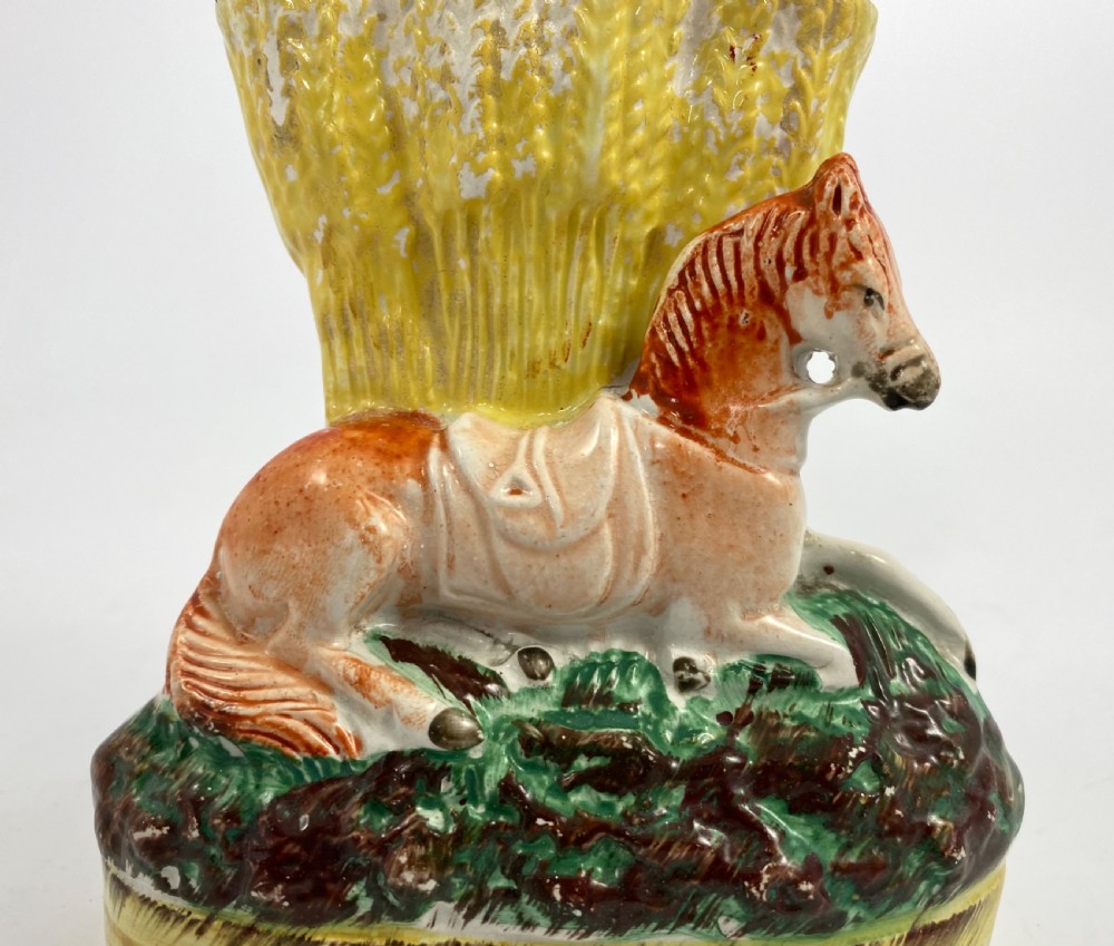 Rare Staffordshire pottery horse spill vase, c. 1860. View II