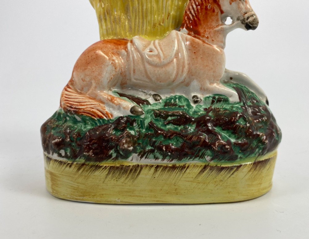 Rare Staffordshire pottery horse spill vase, c. 1860. View III