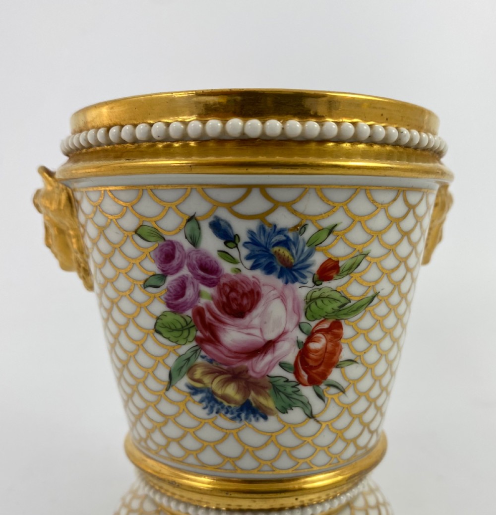 English porcelain cache pot and stand, c. 1820. View V